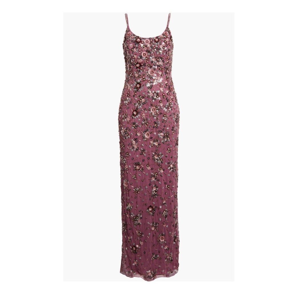 Mac Duggal Floral Beaded Column Gown in Raspberry, NWT, Size 2 - Picture 3 of 15